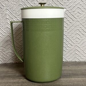 Vintage Olympian Therm-O-Ware Unbreakable Pitcher Green Gold MCM Retro Classic